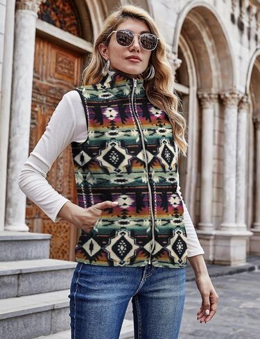 LOMON Womens Fuzzy Sherpa Fleece Jacket Lightweight Vest Cozy Sleeveless Cardigan Zipper Waistcoat Outerwear with Pocket in Saudi Arabia