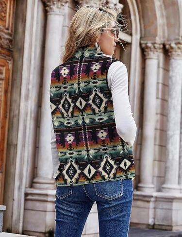 LOMON Womens Fuzzy Sherpa Fleece Jacket Lightweight Vest Cozy Sleeveless Cardigan Zipper Waistcoat Outerwear with Pocket in Saudi Arabia