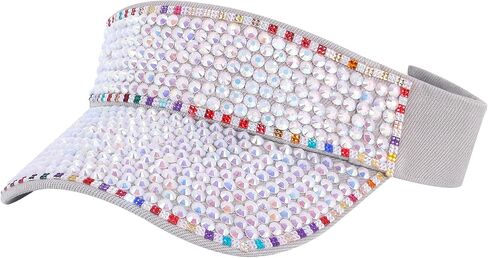 Bling Rhinestones Sun Visor Women Wide Brim Clip On Summer Hats Outdoor Visor Caps in Saudi Arabia