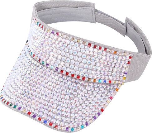 Bling Rhinestones Sun Visor Women Wide Brim Clip On Summer Hats Outdoor Visor Caps in Saudi Arabia