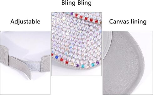 Bling Rhinestones Sun Visor Women Wide Brim Clip On Summer Hats Outdoor Visor Caps in Saudi Arabia