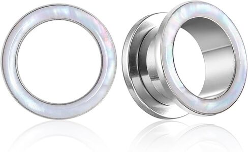 Casvort 2 PCS Hypoallergenic 2G-1" Beautiful Classic Conch Ear Gauges 316 Surgical Stainless Steel Comfortable Screw Back Ear Tunnels Plugs Body Piercing Jewelry in Saudi Arabia