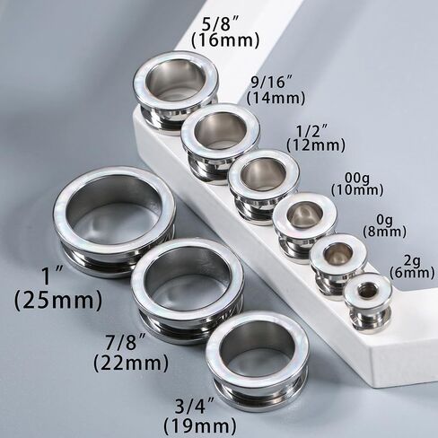 Casvort 2 PCS Hypoallergenic 2G-1" Beautiful Classic Conch Ear Gauges 316 Surgical Stainless Steel Comfortable Screw Back Ear Tunnels Plugs Body Piercing Jewelry in Saudi Arabia