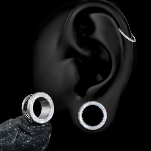 Casvort 2 PCS Hypoallergenic 2G-1" Beautiful Classic Conch Ear Gauges 316 Surgical Stainless Steel Comfortable Screw Back Ear Tunnels Plugs Body Piercing Jewelry in Saudi Arabia