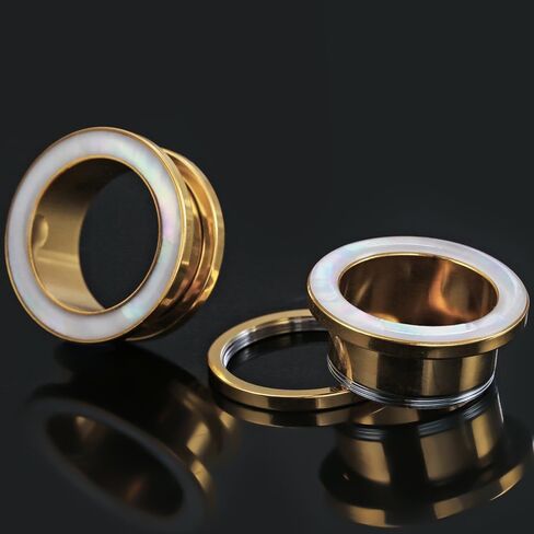 Casvort 2 PCS Hypoallergenic 2G-1" Beautiful Classic Conch Ear Gauges 316 Surgical Stainless Steel Comfortable Screw Back Ear Tunnels Plugs Body Piercing Jewelry in Saudi Arabia