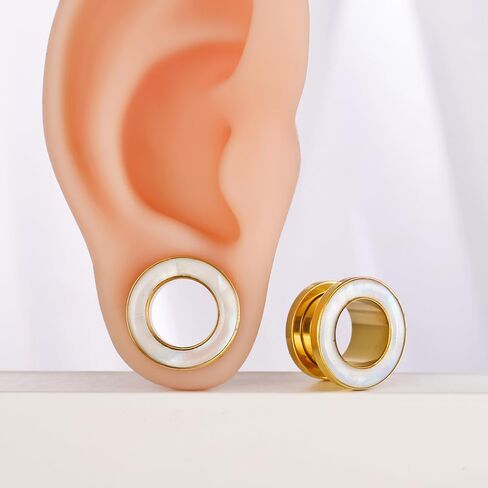 Casvort 2 PCS Hypoallergenic 2G-1" Beautiful Classic Conch Ear Gauges 316 Surgical Stainless Steel Comfortable Screw Back Ear Tunnels Plugs Body Piercing Jewelry in Saudi Arabia