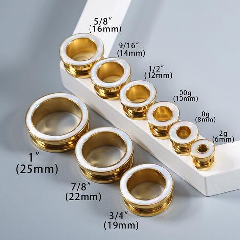 Casvort 2 PCS Hypoallergenic 2G-1" Beautiful Classic Conch Ear Gauges 316 Surgical Stainless Steel Comfortable Screw Back Ear Tunnels Plugs Body Piercing Jewelry in Saudi Arabia