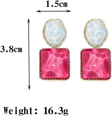 Water Ripple Transparent Resin Dangle Drop Earrings, Sparkling Irregular Oval Square Earrings, Hot Season Cool Ear Accessories for Women Teen Girls in Saudi Arabia