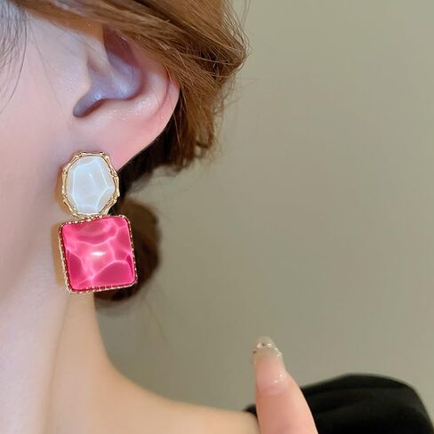 Water Ripple Transparent Resin Dangle Drop Earrings, Sparkling Irregular Oval Square Earrings, Hot Season Cool Ear Accessories for Women Teen Girls in Saudi Arabia