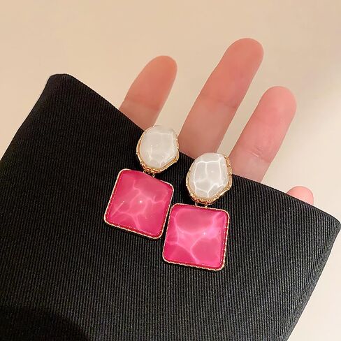 Water Ripple Transparent Resin Dangle Drop Earrings, Sparkling Irregular Oval Square Earrings, Hot Season Cool Ear Accessories for Women Teen Girls in Saudi Arabia