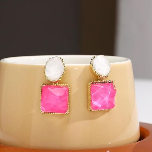 Water Ripple Transparent Resin Dangle Drop Earrings, Sparkling Irregular Oval Square Earrings, Hot Season Cool Ear Accessories for Women Teen Girls in Saudi Arabia