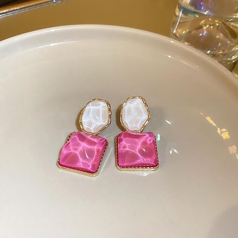 Water Ripple Transparent Resin Dangle Drop Earrings, Sparkling Irregular Oval Square Earrings, Hot Season Cool Ear Accessories for Women Teen Girls in Saudi Arabia