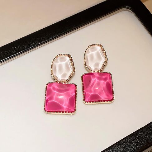Water Ripple Transparent Resin Dangle Drop Earrings, Sparkling Irregular Oval Square Earrings, Hot Season Cool Ear Accessories for Women Teen Girls in Saudi Arabia