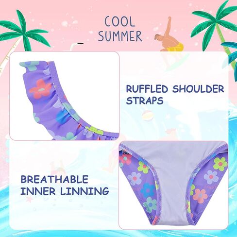 Girls Swimming Costume Two Pieces Ruffle Swimwear Beachwear for Toddlers 2-10 Years in Saudi Arabia