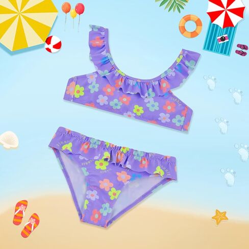 Girls Swimming Costume Two Pieces Ruffle Swimwear Beachwear for Toddlers 2-10 Years in Saudi Arabia