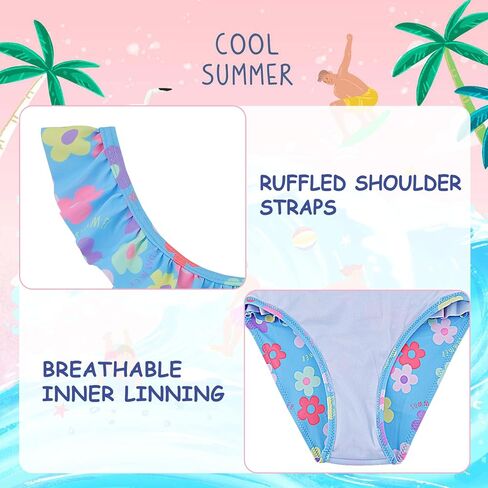 Girls Swimming Costume Two Pieces Ruffle Swimwear Beachwear for Toddlers 2-10 Years in Saudi Arabia
