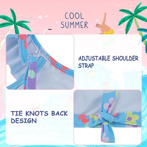 Girls Swimming Costume Two Pieces Ruffle Swimwear Beachwear for Toddlers 2-10 Years in Saudi Arabia