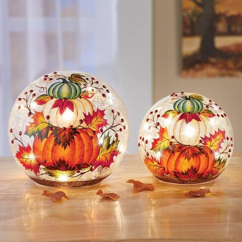 Collections Etc Fall Pumpkin Hand-Painted Lighted Ball Topiary in Saudi Arabia