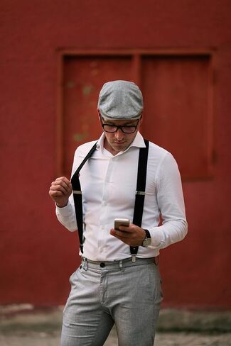 1.4" Y Back Mens Brace Suspenders with adjustable elastic webbing, Suspenders for adult, 4 Strong Metal clips in Saudi Arabia