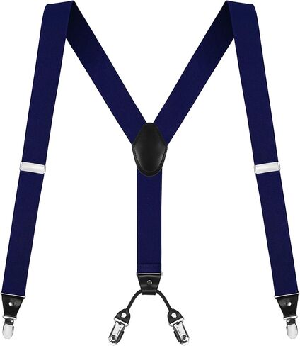 1.4" Y Back Mens Brace Suspenders with adjustable elastic webbing, Suspenders for adult, 4 Strong Metal clips in Saudi Arabia