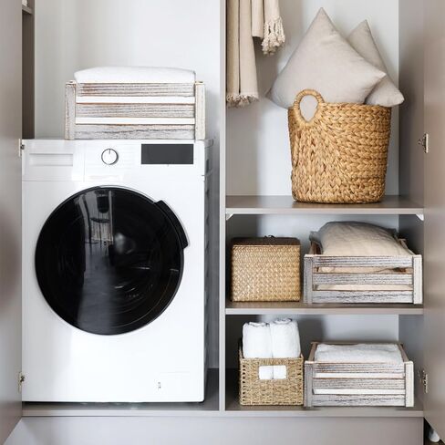 مجموعة ZOOFOX مكونة من 3 صناديق تخزين خشبية، حاوية تخزين التعشيش بمقابض، سلة خشبية مزخرفة للمنزل، ديكور حمام ريفي in Kuwait