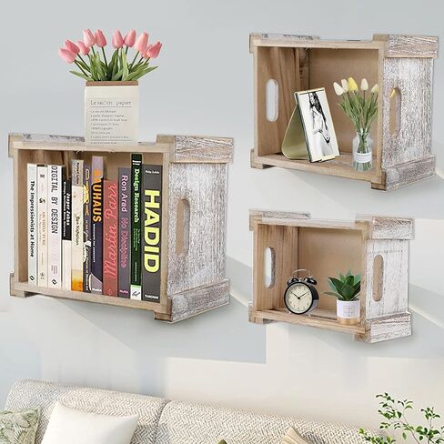 مجموعة ZOOFOX مكونة من 3 صناديق تخزين خشبية، حاوية تخزين التعشيش بمقابض، سلة خشبية مزخرفة للمنزل، ديكور حمام ريفي in Kuwait