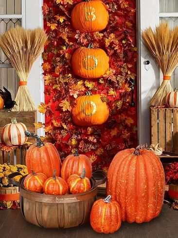 4pcs Assorted Faux Rustic Decorative Foam Halloween Pumpkins in Saudi Arabia