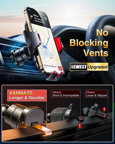 VANMASS Car Phone Holder 2026 Ultimate Military-Grade Strongest Suction & Clip Windshield Dashboard【Newest Best Strongest】Cell Phone Shower & Wall Mounts for iPhone 17 Pro Max 16 15 14 13 Android in Kuwait