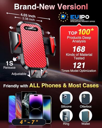 VANMASS Car Phone Holder 2026 Ultimate Military-Grade Strongest Suction & Clip Windshield Dashboard【Newest Best Strongest】Cell Phone Shower & Wall Mounts for iPhone 17 Pro Max 16 15 14 13 Android in Kuwait