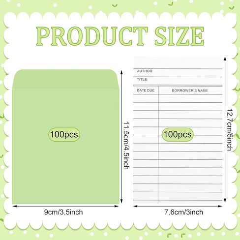 200 Pcs Library Pocket Envelopes and Books Cards Include 100 Self Adhesive Pocket Envelopes and 100 Check out Cards Library Supplies(Colorful Envelop, White Card) in Saudi Arabia
