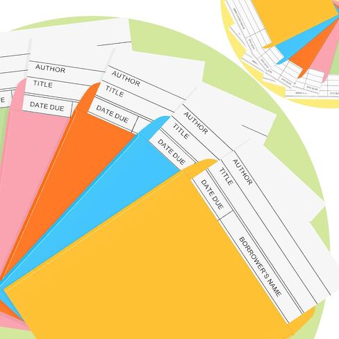 200 Pcs Library Pocket Envelopes and Books Cards Include 100 Self Adhesive Pocket Envelopes and 100 Check out Cards Library Supplies(Colorful Envelop, White Card) in Saudi Arabia