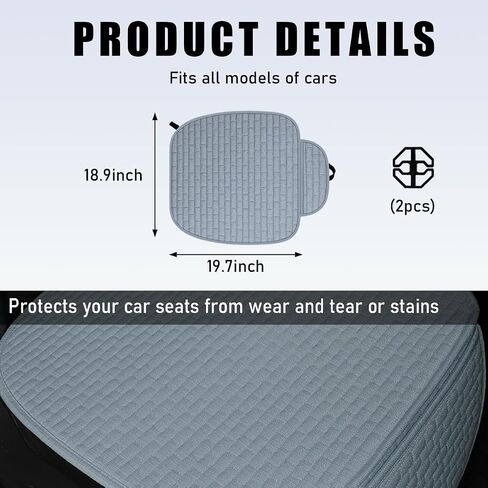 2PCS Car Seat Bottom Cover Pad, Breathable Auto Front Seat Button Cushion Mat with Pocket, Soft Comfortable Vehicle Seat Protector Pad, Universal Truck SUV Car Accessories (Gray) in Kuwait