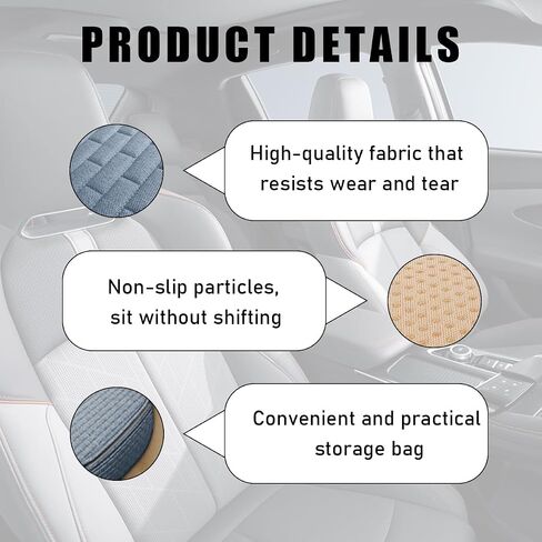 2PCS Car Seat Bottom Cover Pad, Breathable Auto Front Seat Button Cushion Mat with Pocket, Soft Comfortable Vehicle Seat Protector Pad, Universal Truck SUV Car Accessories (Gray) in Kuwait
