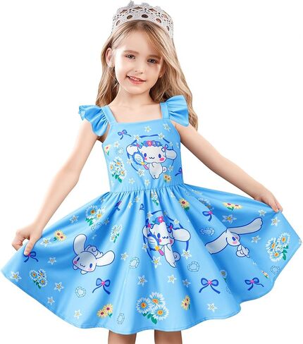 VLEHU Princess Dress Toddler Ruffle Sleeve Dress Cartoon Anime Casual Clothes for Girls Home Party Play Wear in Saudi Arabia