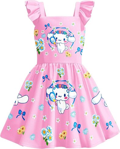 VLEHU Princess Dress Toddler Ruffle Sleeve Dress Cartoon Anime Casual Clothes for Girls Home Party Play Wear in Saudi Arabia