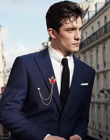 Akeoqi 9 قطعة بدلة بروش التلبيب دبوس سلسلة معلقة طوق قميص دبوس بروش تاج زهرة الورد شرابة شارة التعادل دبابيس للرجال والنساء in Kuwait