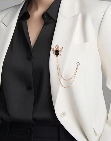 Akeoqi 9 قطعة بدلة بروش التلبيب دبوس سلسلة معلقة طوق قميص دبوس بروش تاج زهرة الورد شرابة شارة التعادل دبابيس للرجال والنساء in Kuwait