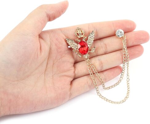 Akeoqi 9 قطعة بدلة بروش التلبيب دبوس سلسلة معلقة طوق قميص دبوس بروش تاج زهرة الورد شرابة شارة التعادل دبابيس للرجال والنساء in Kuwait