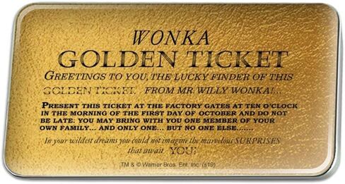 Willy Wonka Golden Ticket Rectangle Lapel Pin Tie Tack in Saudi Arabia