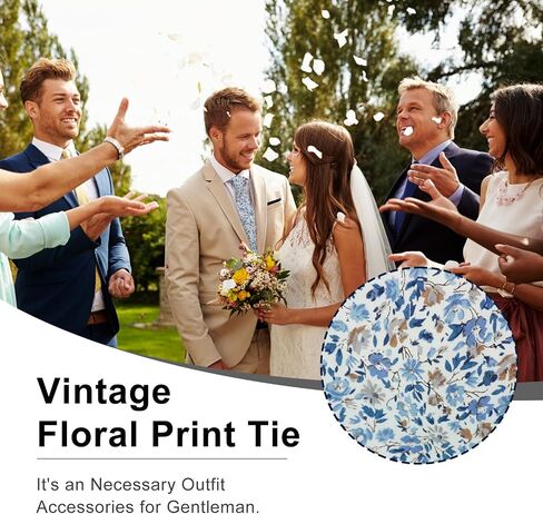 Mens Ties, Sage Green/Dusty Blue/Pink Floral Ties for Men, 2.76" Skinny Cotton Flower Necktie for Wedding/Groom in Saudi Arabia