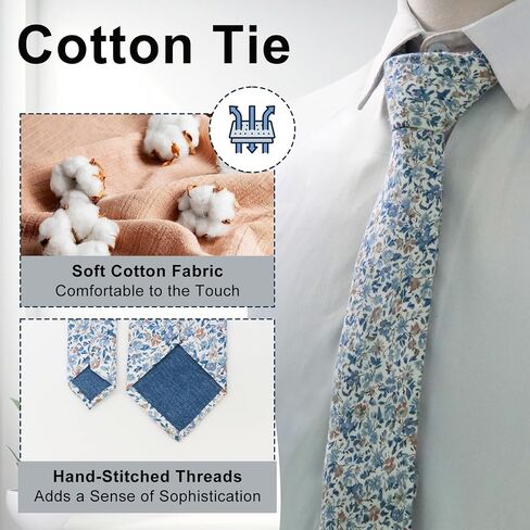 Mens Ties, Sage Green/Dusty Blue/Pink Floral Ties for Men, 2.76" Skinny Cotton Flower Necktie for Wedding/Groom in Saudi Arabia