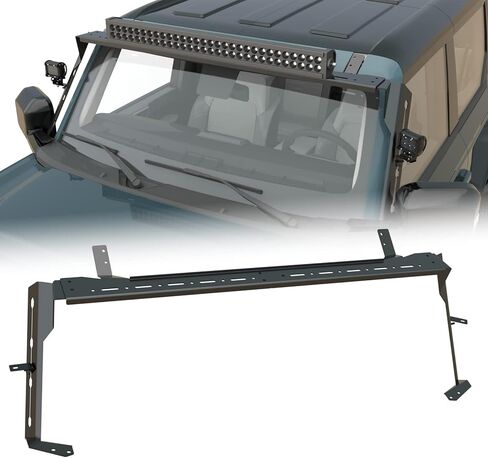 دعامة تثبيت الزجاج الأمامي العلوي + الجانبي لسيارة Ford Bronco 2021 2022 2023 شريط إضاءة كامل الحجم مصابيح القيادة in Kuwait