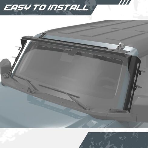 دعامة تثبيت الزجاج الأمامي العلوي + الجانبي لسيارة Ford Bronco 2021 2022 2023 شريط إضاءة كامل الحجم مصابيح القيادة in Kuwait