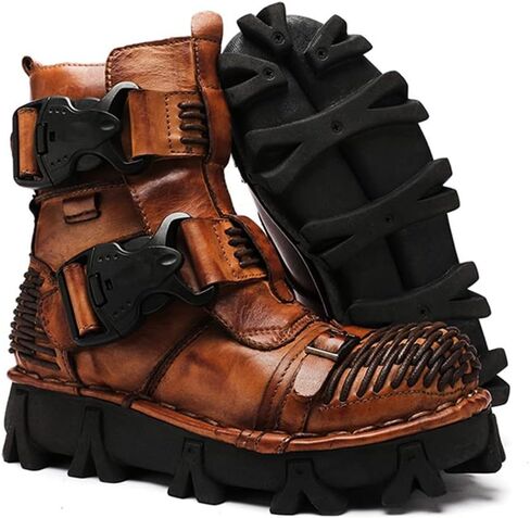 Men's Combat Motorcycle Leather Boots Soft Comfortable Ankle Boots in Saudi Arabia