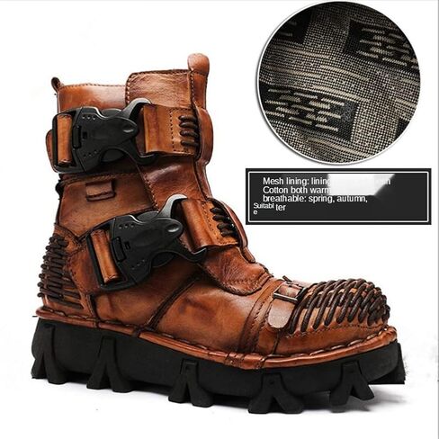 Men's Combat Motorcycle Leather Boots Soft Comfortable Ankle Boots in Saudi Arabia
