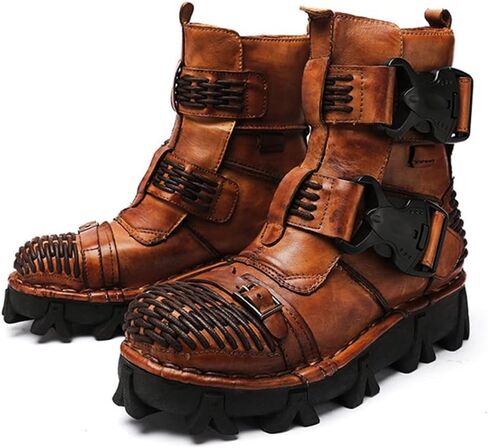 Men's Combat Motorcycle Leather Boots Soft Comfortable Ankle Boots in Saudi Arabia