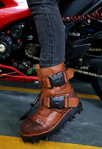 Men's Combat Motorcycle Leather Boots Soft Comfortable Ankle Boots in Saudi Arabia