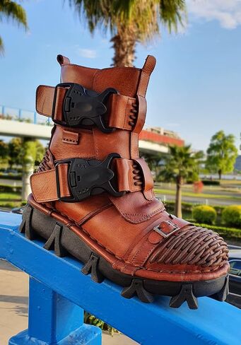 Men's Combat Motorcycle Leather Boots Soft Comfortable Ankle Boots in Saudi Arabia