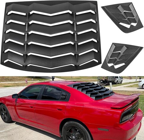3pcs Rear & Side Window Louvers for 2011-2023 Dodge Charger SXT/GT/RT/RT Scat Pack/Scat Pack Widebody/SRT Hellcat Widebody, Matte Black ABS All Weather Windshield Sun Shade Cover in Saudi Arabia