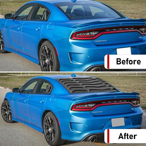 3pcs Rear & Side Window Louvers for 2011-2023 Dodge Charger SXT/GT/RT/RT Scat Pack/Scat Pack Widebody/SRT Hellcat Widebody, Matte Black ABS All Weather Windshield Sun Shade Cover in Saudi Arabia